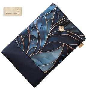 Bélelt könyvtok, vízálló textilből, kék mintával  -  Artiroka design  - könyv & zene - könyvtok - Meska.hu