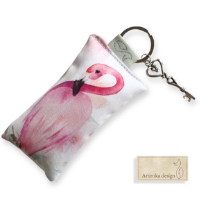 Flamingó madár mintás kulcstartó - Artiroka design , Táska & Tok, Kulcstartó & Táskadísz, Kulcstartó, Varrás, MESKA