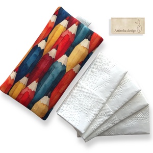 Zsebkendő tartó - színes ceruzák mintával   - Artiroka design - Meska.hu