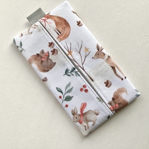 Erdei randevú - róka nyuszi, mókus és őzike mintás prémium papírzsebkendő tartó - Artiroka design, Táska & Tok, Pénztárca & Más tok, Zsebkendőtartó tok, Varrás, MESKA