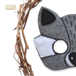 Mosómedve - filc álarc  - Artiroka design, Ruha & Divat, Jelmez & Álarc, Álarc, Varrás, MESKA