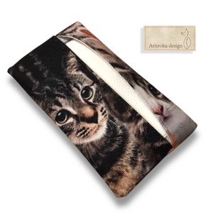 Cica mintás vízálló papírzsebkendő tartó - Artiroka design - táska & tok - pénztárca & más tok - zsebkendőtartó tok - Meska.hu