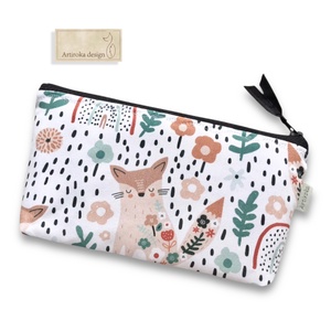 Szerelmes rókák a virágos réten - prémium irattartó pénztárca vagy tolltartó neszesszer - VALENTIN NAP - Artiroka design - táska & tok - neszesszer - Meska.hu