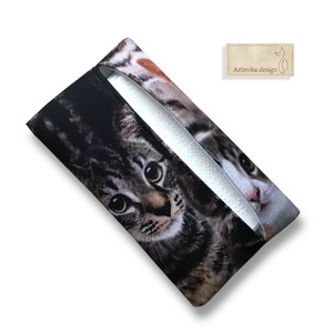 Cica mintás vízálló papírzsebkendő tartó - Artiroka design - táska & tok - pénztárca & más tok - zsebkendőtartó tok - Meska.hu