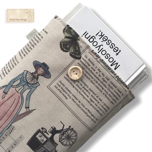 Bélelt könyvtok,  Bridgerton család mintával, gombos zárral - Artiroka design - Meska.hu