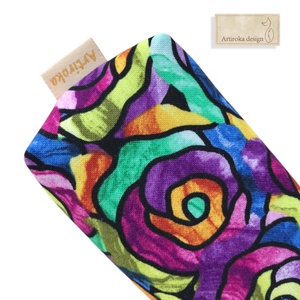 Prémium pamut, színes rózsa mintás papírzsebkendő tartó - Artiroka design - Meska.hu