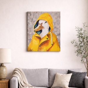 Kacsa sárga esőkabátban - akril festmény - Artiroka design  - Meska.hu