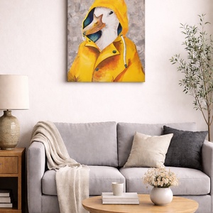 Kacsa sárga esőkabátban - akril festmény - Artiroka design  - művészet - festmény - akril - Meska.hu