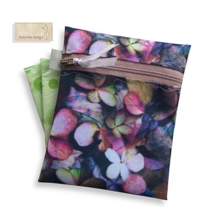 Vízálló egészségügyi betét tartó, őszi hortenzia mintával - Artiroka design, Táska & Tok, Neszesszer, Varrás, Hímzés, MESKA