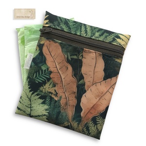 VÍZÁLLÓ egészségügyi betét tartó levelek és páfrányok mintával - Artiroka, Szépségápolás, Intim higiénia, Egészségügyi tartó, Varrás, Hímzés, MESKA