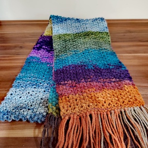 Szivárvány sál (72) - ruha & divat - sál, sapka, kendő - sál - Meska.hu