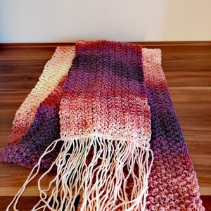 Mályva szivárvány sál (63) - ruha & divat - sál, sapka, kendő - sál - Meska.hu