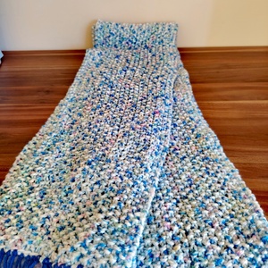 Babakék sál (62) - ruha & divat - sál, sapka, kendő - sál - Meska.hu