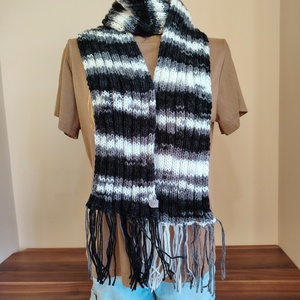 Monokróm elegancia sál (53), Ruha & Divat, Sál, Sapka, Kendő, Sál, Kötés, MESKA