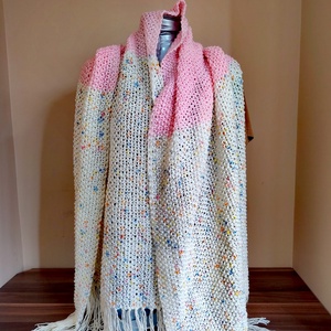 Rózsaszín-mintás stóla(16), Ruha & Divat, Sál, Sapka, Kendő, Sál, Kötés, MESKA