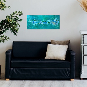 Hologramos Balaton / 58 x 25 cm / mozaikos vászon festmény / balaton kedvelőknek - művészet - festmény - festmény vegyes technika - Meska.hu