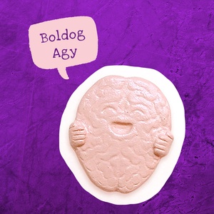 BOLDOG AGY ( elme ) és KISAGY ( tudatalatti ) - kerámia hűtőmágnes / dísz, kabala / depresszió ellen, nevetés, vicces - otthon & életmód - konyhafelszerelés, tálalás - Meska.hu