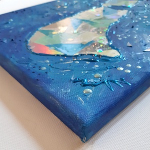 Balaton - 58 x 25 cm / hologram papírokkal / egyedi műalkotás - művészet - festmény - festmény vegyes technika - Meska.hu
