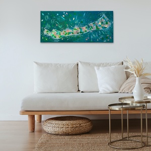 Balaton - 58 x 25 cm / hologram papírokkal / egyedi műalkotás - művészet - festmény - festmény vegyes technika - Meska.hu