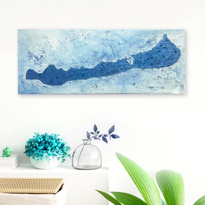 Balatoni nyár 50 x 20 cm / dekoráció, festmény, egyedi, kék, világoskék, fényes, Művészet, Festmény, Festmény vegyes technika, Festészet, Meska