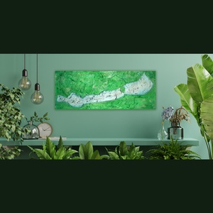 Balatoni hullámok - 50 x 20 cm festmény  - művészet - festmény - festmény vegyes technika - Meska.hu