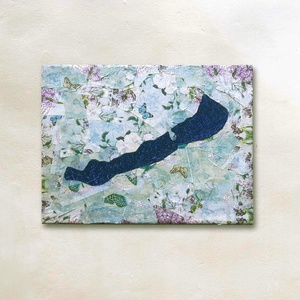 Ambient Balaton - 20,5 x 15,5 cm - vászon, kollázs - Meska.hu