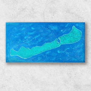 Balaton / 50 x 25 cm / dekoráció, festmény, metálkék, csillámos - Meska.hu
