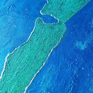 Balaton / 50 x 25 cm / dekoráció, festmény, metálkék, csillámos - művészet - festmény - festmény vegyes technika - Meska.hu