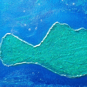 Balaton / 50 x 25 cm / dekoráció, festmény, metálkék, csillámos - művészet - festmény - festmény vegyes technika - Meska.hu