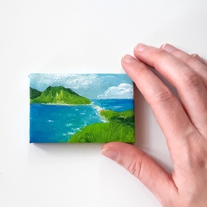 Dominika sziget mini festmény / 8 x 5 cm  - művészet - festmény - festmény vegyes technika - Meska.hu