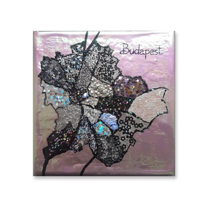 Budapest kerületek 12x12cm festmény / falemezen, csillogo, hologram, dekoráció, kép - művészet - festmény - festmény vegyes technika - Meska.hu