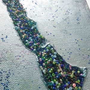 Balaton Gyöngyökből / 20x15cm / vászonkép - művészet - festmény - festmény vegyes technika - Meska.hu