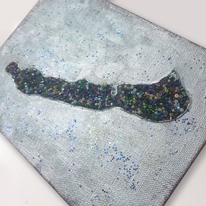 Balaton Gyöngyökből / 20x15cm / vászonkép - művészet - festmény - festmény vegyes technika - Meska.hu