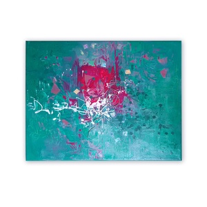 Absztrakt türkiz, pink festmény hologrammal - 40 x 30cm - kortárs, egyedi, Művészet, Festmény, Festmény vegyes technika, Festészet, MESKA