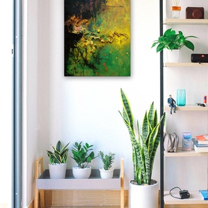 Sárga Tulipán - 50x60cm - absztrakt festmény - zöld, sárga, fekete színben - művészet - festmény - festmény vegyes technika - Meska.hu