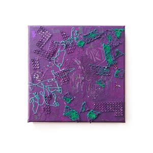 Bizalom - 20x20cm - kicsi, kis absztrakt festmény - lila és hologramos - művészet - festmény - festmény vegyes technika - Meska.hu