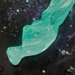 Galaxis Balaton / 50 x 40 cm / dekoráció, festmény, türkiz sziluett - művészet - festmény - festmény vegyes technika - Meska.hu