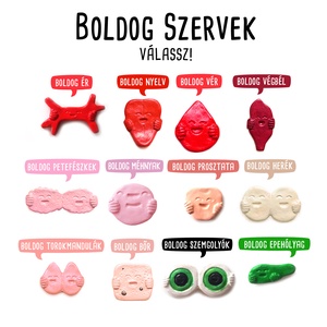Boldog Szervek - hűtőmágnes kerámia - here prosztata epe bőr nyelv ér vér szem végbél torokmandula méhnyak petefészek - Meska.hu