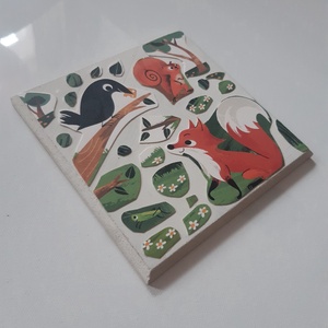 14x14cm Kollázs gyerekszobába róka és holló mese illusztráció színes falikép rajz kép dekoráció gyermek - otthon & életmód - babaszoba, gyerekszoba - babaszoba dekoráció - Meska.hu
