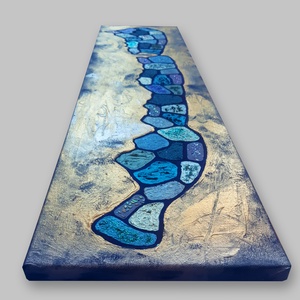80x20cm Balaton sziluett vászonkép festmény, Művészet, Festmény, Festmény vegyes technika, Festészet, MESKA