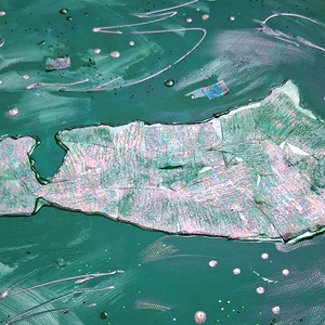 70x60cm Balaton sziluett vászonkép festmény - művészet - festmény - festmény vegyes technika - Meska.hu