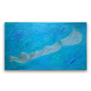 Türkiz Balaton sziluett / 70 x 40 cm - Meska.hu