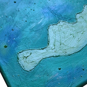 Türkiz Balaton sziluett / 70 x 40 cm - művészet - más művészeti ág - Meska.hu