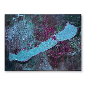 Pinky Balaton - 40 x 30 cm / vászonkép, festmény, vegyes technika, Művészet, Festmény, Festmény vegyes technika, Festészet, MESKA