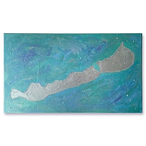 Türkiz Balaton sziluett / 70 x 40 cm - Meska.hu