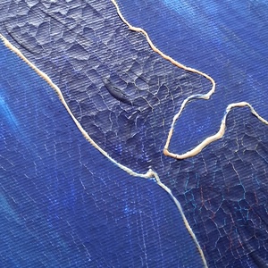 KÉK Balaton sziluett / 50 x 25 cm / dekoráció, festmény, sötétkék - művészet - festmény - festmény vegyes technika - Meska.hu