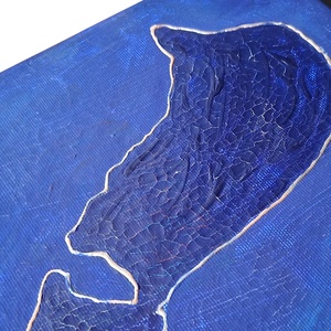 KÉK Balaton sziluett / 50 x 25 cm / dekoráció, festmény, sötétkék - művészet - festmény - festmény vegyes technika - Meska.hu