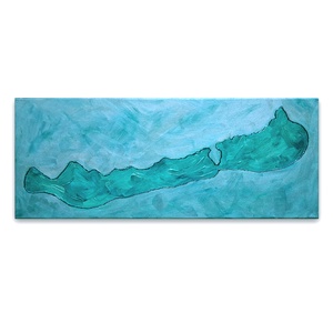 50x20cm Balaton sziluett vászonkép festmény türkiz - Meska.hu