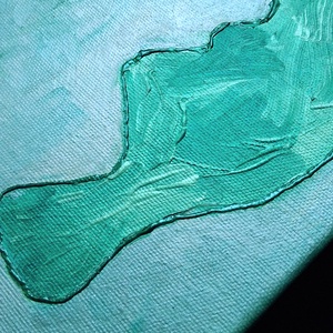 50x20cm Balaton sziluett vászonkép festmény türkiz - művészet - festmény - festmény vegyes technika - Meska.hu