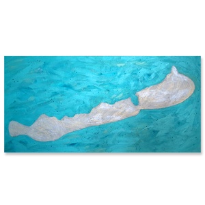 Türkiz Balaton / (1méter) 100 x 50 cm / dekoráció, festmény - Meska.hu